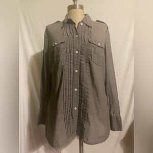Esprit Women’s Gray Button Down Long Sleeve Shirt - Unique Stitching | Size 12